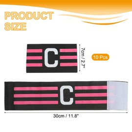 MECCANIXITY Soccer Captain Armband, Nylon Captain Arm Bands for Soccer Elastic Captain C Arm Band Sports Captain Armbands for Football Team Training Youth & Adult Black, Pack of 10