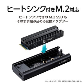 Century CRAM2NSU10G_FP "Naked Head M.2 SSD Slim" with Heatsink Compatible with M.2 SSD NVMe / SATA Adapter, Supports USB 10Gbps Connectivity