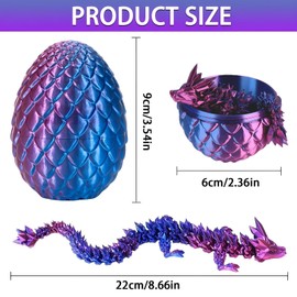 AHEJIOO 3D Printed Moving Dragon Toy, Easter Surprise Egg, 3D Printed Dragon Egg, 3D Dragon, Dragon Figures, Dragon Egg with Dragon, Dragon Egg, for Cars, Offices, Homes