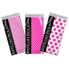 Flexicore Packaging | Pin Stripe & Polka Dot Gift Wrap Tissue Paper | Size: 15 Inch X 20 Inch | Count: 150 Sheets | Color: Hot Pink | DIY Craft, Art, Wrapping, Decorations (Hot Pink, 30 Sheets)