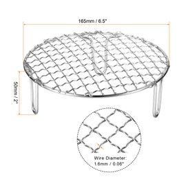 HARFINGTON Round Cooking Rack 6.5-inch Stainless Steel Cross Wire Barbecue Grill Net with 50mm Legs for Cooking Baking Steaming BBQ
