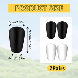Pack of 4 Mini Shin Pads, 10 x 6 cm, Small Shin Pads, Children's Football Anti-Collision Leg Protectors, Non-Slip Mini Shin Pads, Graffitiable, DIY for Boys, Girls, Men, Women (White Black)