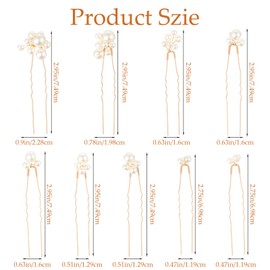 Tyqour Wedding Hair Pins Beads 9 Pieces U-Shaped Pearl Hair Pins, Bridal Pearls Hair Pins U Shape Bridal Hair Clip Hair Clip Updo Gold Wedding Hair Accessories for Women Girls