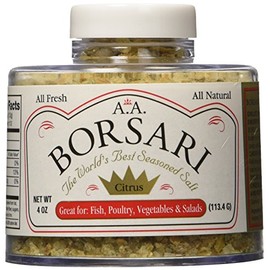 Borsari Citrus Seasoned Salt - Gourmet Citrus Herb Seasoning Infused Sea Salt with Lemon Peels and Herbs- Gluten Free All Natural and Keto Friendly Season Salt - 4 oz Shaker Bottle