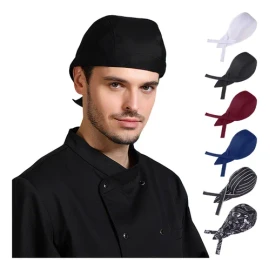 6pzs Gorro Cofia Para Chef Cocinero Estilo Turbante Unisex