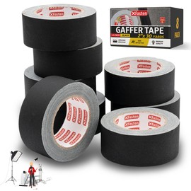 XFasten Black Gaffers Tape 2 Inch x 30 Yards (8-Pack, 720ft) Residue-free Matte Black Gaffer Tape 2 Inch Non-Reflective Easy-to-Tear Black Gaff Tape 2 Inch Floor Tape for Electrical Cords