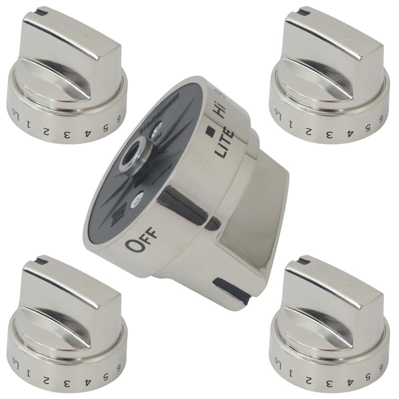2025 Upgraded 5 Pack WB03X24818 Stainless Steel Stove Knob -