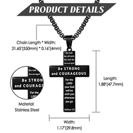 Flongo Cross Necklace for Boys and Men: Stainless Steel Pendant Necklace with Bible Verse and Rugby Football Motif Religious Christian Sports Jewellery Gift for Communion Confirmation Christening 8-12