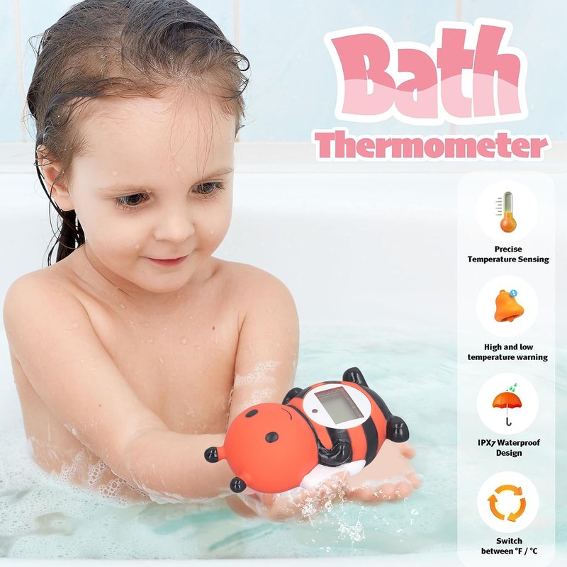 Baby Bath Thermometer Cartoon Bee Shaped IPX7 Waterproof 10‑50 Degrees