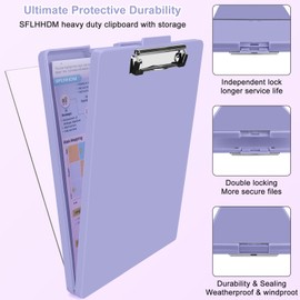 Clipboard with Storage,Three-Tier Box Clipboard(Letter Size),Storage Clipboard with Clip Form Holder Clipboards,Dry Erase Clip Boards 8.5x11 with Storage for Office School Supplies Clip Board-Purple