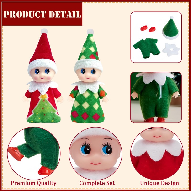 2pcs Mini Baby Elves Christmas Elf Baby Dolls for Girls
