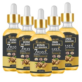VedoAID Ginger Oil for Hair Growth - Biotin Hair Growth Serum, 100% Pure Natural Ginger Essential Oil - Promotes Stronger, Thicker, Longer Hair in Women & Men (5pc)