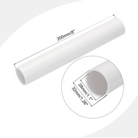 sourcing map PVC Rigid Tube Round Pipe Tubing Hardware Tubing 28mm ID 32mm OD 20cm/8" Length White High Impact for Water Pipe, Crafts