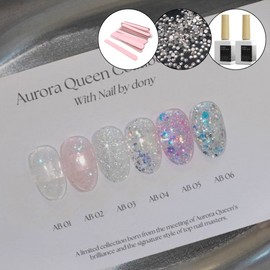 Diesel Full Color Aurora Queen Glitter Renewal Nail By Doni 6 Piece Set + 2 Diesel Top Gels / 디젤 풀컬러 오로라퀸 글리터 리뉴얼 네일바이도니 6종 세트+디젤탑젤 2개