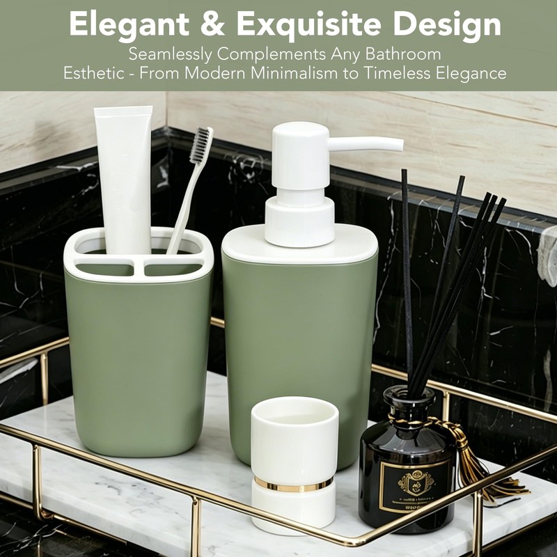2PCS Bathroom Accessories Set, Sage Green Soap and Toothbrush Holder