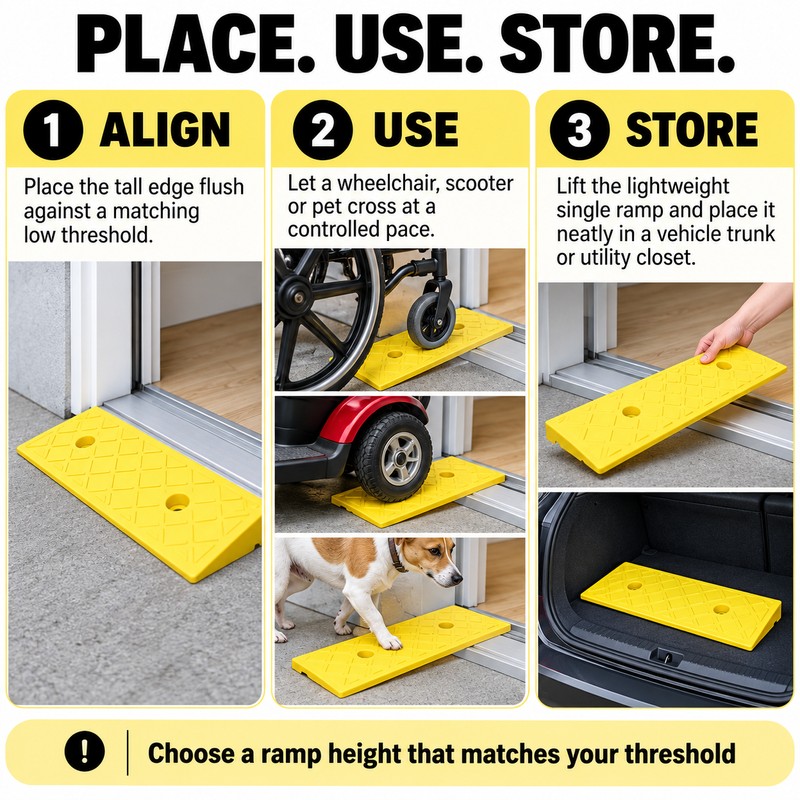 4cm Portable PVC Threshold Ramp, 19.69 x 10.63 In Non-Slip