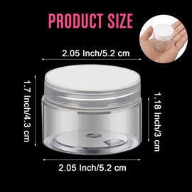 SATINIOR 100 Pcs Plastic Jars with Lids Small Clear Containers with Lids Wide Mouth Small Plastic Containers for Lotion Cream Rhinestones Body Butters Travel Storage (Clear,2 oz)