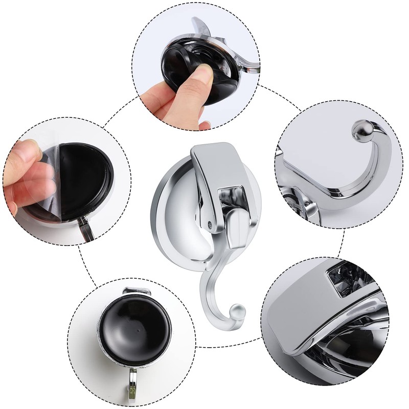 2 Pack Suction Hooks, Vacuum Suction Cup Hooks Powerful Push