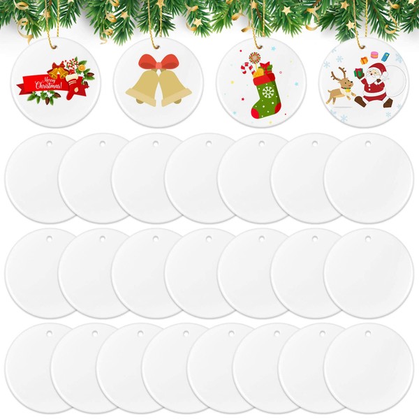 26 Pieces Ceramic Sublimation Ornaments Blanks, 2.87 Inches Ceramic Ornaments