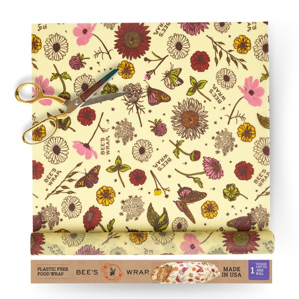 Bee's Wrap Reusable Beeswax Food Wraps Made in the USA, Eco Friendly Beeswax Wraps for Food, Sustainable Food Storage Container, Organic Cotton Food Wrap, XXL Cut To Size Wax Paper Roll, Vegan