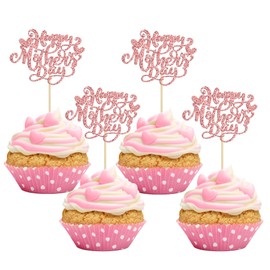 Ephlyn 36 piezas de decoración para magdalenas del día de la madre,cupcakes,palillos con purpurina,decoración de pasteles para fiesta de cumpleaños de la madre,suministros fiesta cumpleaños,oro rosa
