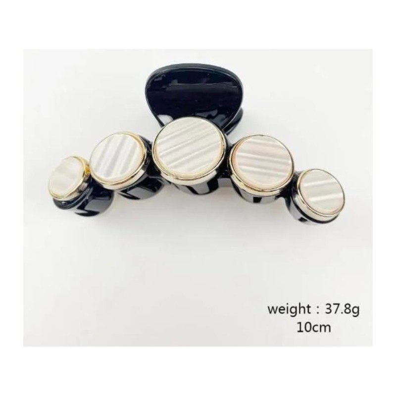 Seleny Pearl Claw Clips (Black and Gold, 11 cm)