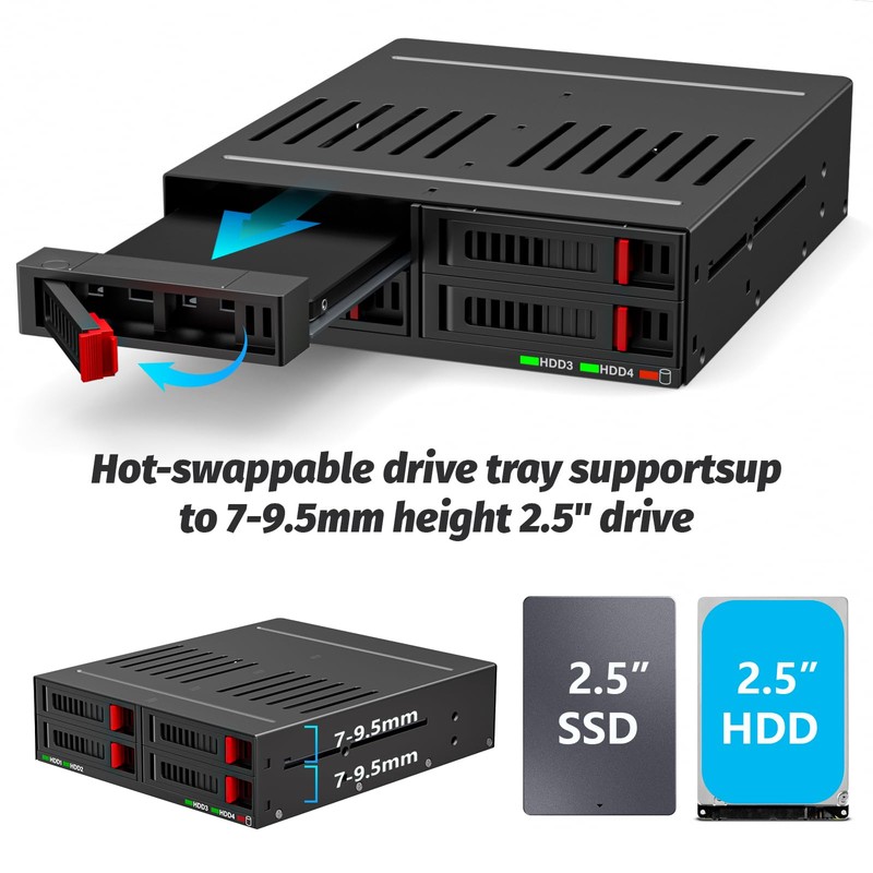 4 Bay SATA HDD & SSD Hot Swap Cage, 4