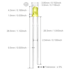 CHANZON 100 pcs 3mm Blinking Yellow LED Diode Lights 1.5Hz Flashing (Diffused Lens Frosted Round DC 2V 20mA) Bright Lighting Bulb Lamps Electronics Components Indicator Light Emitting Diodes