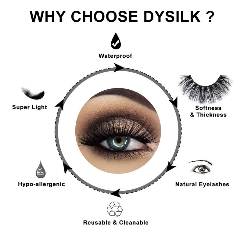 DYSILK 5 Pairs False Eyelashes 6D Natural Thickness Handmade Cross
