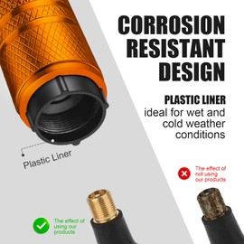 Tire Valve Stem Caps - (4 Pack) American Flag Metal Air Caps with Plastic Liner, Durable, Corrosion Resistant and Leak-Proof, Universal Fit for Cars, Trucks, Motorcycles, and Bikes - Orange