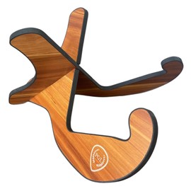 PGL Universal Wooden Guitar Stand X-Frame Floor Stand w/ Soft Sponge Covering - Ideal Holder for Acoustic, Bass, Electric & Classical Guitars Sapele Wood Finish