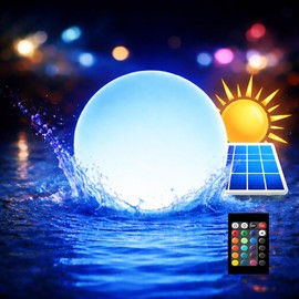 callyan 8-Inch Rechargeable LED Orb Light – 16 Color Glow Sphere, 4 Modes, Waterproof Ambient Lighting Ball, Solar & USB Charging Glowing Orb for Indoor, Outdoor, Pool, Room, and Patio Decor
