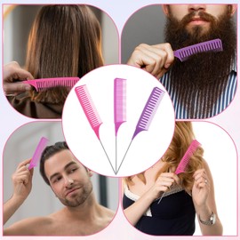LIQWEI 3 Pcs Highlighting Comb, Hair Dye 3 Sizes Rat Tail Comb, Parting Combs Foiling Hairdressing Hair Color Combs for Hairs Stylist Salon Barbershop Home Women