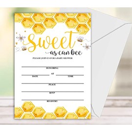 Geuro Baby Shower Invitations, Sweet bee Fill In Invites Cards wih Envelopes, Set of 25.