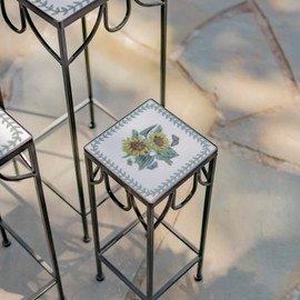 Zaer Ltd. “Marisol” Set of 3 Square Nesting Iron Mosaic Plant Stands