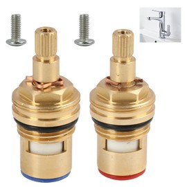 Pack of 2 Tap Valve Top 1/2 Inch with 20 Teeth - High Quality Ceramic Brass Tap Cartridges for Bathroom and Kitchen, Ideal for Cold and Hot Water Connections Tap Valve