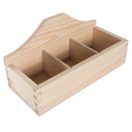 Wooden Open 3 Compartments Box | Multi-purpose Storage | Tea Box | Plain Unpainted & Untreated Decorative Pine