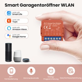 MIUCDA Smart Garage Door Opener, WiFi Remote Control with App, Compatible with Alexa, Google Assistant and SmartThings Voice Control, Tuya/Smart Life App Control, No Hub Required