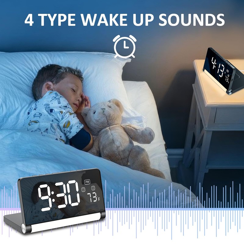 SURPN Digital Alarm Clock for Bedroom, 3-Colour Night Light, Large