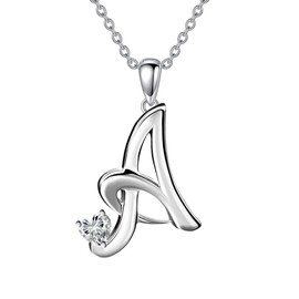 NFYBD 26 Initial Necklaces for Women,Heart Moissanite Letter A-Z Necklace 925 Sterling Silver Pendant Anniversary Birthday Christmas Jewelry Gifts for Mom Her Wife-Initial A