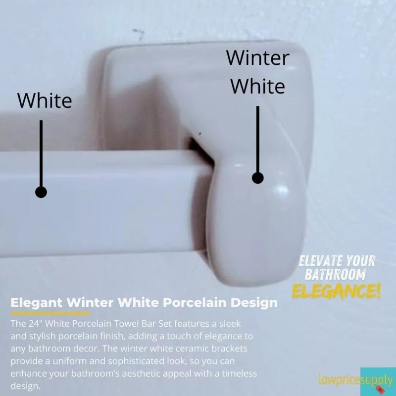 LPS Lowpricesupply 24" White Porcelain Towel Bar Set Concealed Mount