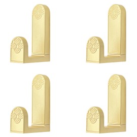 RIXIGOOD Vintage Wall Hooks for Hanging, Decorative Coat Hooks Wall Mount Unique Wall Decor Key Purse Hat Clothes Robe Towel Hook for Bathroom Shower Closet Entryway Antique Gold 4 Pack