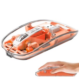 Wireless Mouse Bluetooth LED Clear Slim Silent Bluetooth Mouse 2.4G & Bluetooth Tri-Mode 2400DPI Optical Computer Mouse Portable Rechargeable Transparent Cordless Mice for Laptop PC Computer Desktop