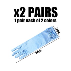 CHROMACRAFT 2 Pairs Kids Bow Gloves, Princess Long Gloves, Party Performance Prop Gloves, Simple Plain Gloves, Masquerade Accessories, pink