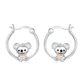 JUSTKIDSTOY Koala Earrings for 925 Sterling Silver Cute Koala Bear Hoop Earrings for Sensitive Ears Jewelry Koala Gifts for Women Daughter