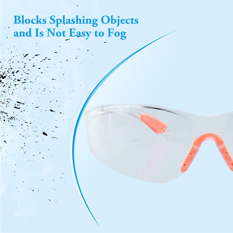 HXMJIED 6 Pcs Eye Protection Glasses, Transparent White Safety Goggles,Protective