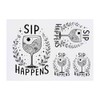 4 x 'Sip Happens' Temporary Tattoos - Water Resistant, Skin-Safe,