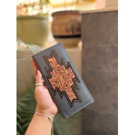 Dev Export Men's Long Wallet Hand Tooled Carving Leather Fashion Stylish Cash Holder Gift For Him (Brown-6)
