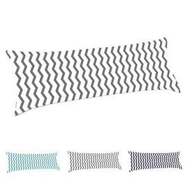 TAOSON 100% Cotton 300 Thread Count Gray and White Chevron Zig Zag Full Length Zippered Body Pillow Cover Pillowcase Pillow Protector Cushion Cover Only Cover No Insert 21"x54"