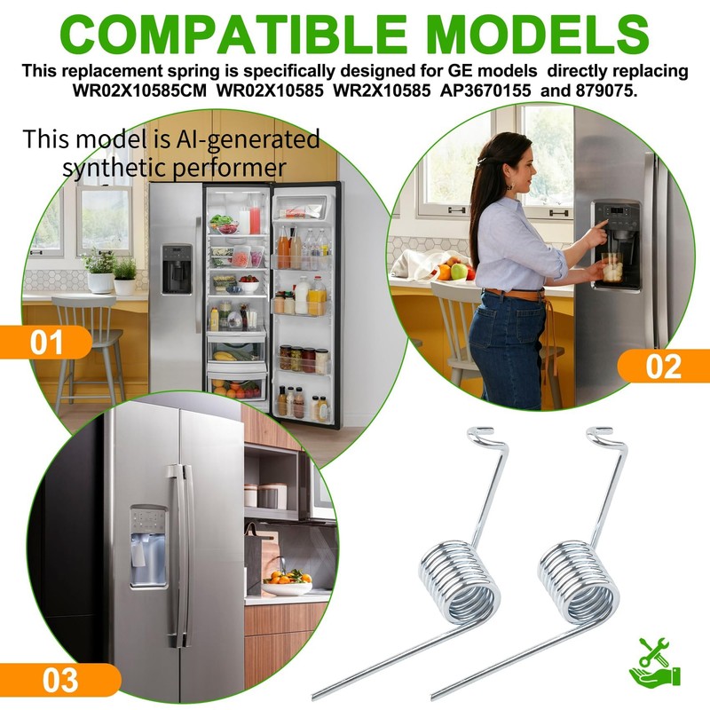 4-Pack WR02X10585CM Refrigerator Door Spring for GE Refrigerators